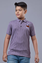 Boys Lavender Printed Half Sleeves Polo T-Shirt