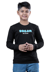 Black Printed Graphic Boys Full Sleeves T-Shirt