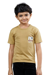 Kids Daily Wear Graphic Beige T-Shirt