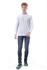 White Textured Full Sleeves T-Shirt