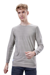 Grey Textured Full Sleeves T-Shirt