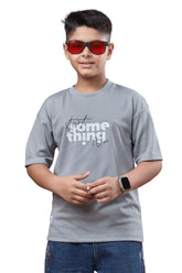 Boys Grey Half Sleeves Oversized Tshirt