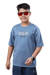 Boys Blue Half Sleeves Oversized Tshirt