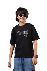 Urban Graphic Kids Half Sleeve Oversized Black T-Shirt