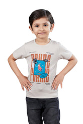 Boys Beige Graphic Printed Half Sleeves T-Shirt