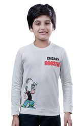 Grey Graphic Print Boys Full Sleeves T-Shirt