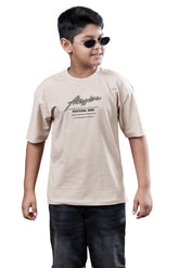 Urban Vibe Kids Beige Half Sleeves Drop-Shoulder Tshirt