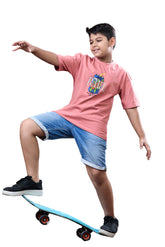 Urban Vibe Kids Pink Half Sleeves Drop-Shoulder Tshirt