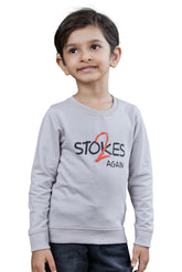 Grey Printed Boys Full Sleeves Sweatshirts