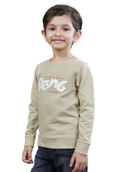 Beige Printed Boys Full Sleeves Sweatshirts