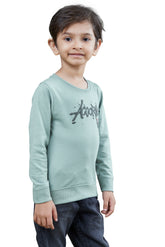 Green Printed Boys Full Sleeves Sweatshirts