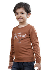 Brown Printed Boys Full Sleeves Sweatshirts