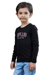Black Printed Boys Full Sleeves Sweatshirts
