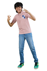 Dusty Pink Textured Half Sleeve Polo T-Shirt
