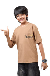 Urban Graphic Kids Half Sleeve Oversized Brown T-Shirt