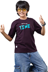 Urban Graphic Kids Half Sleeve Oversized Maroon T-Shirt