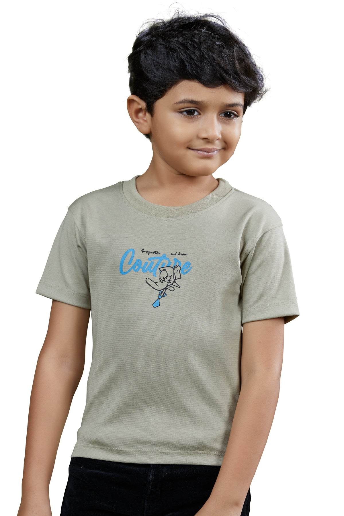 Kids Daily Wear Graphic Light Green T-Shirt