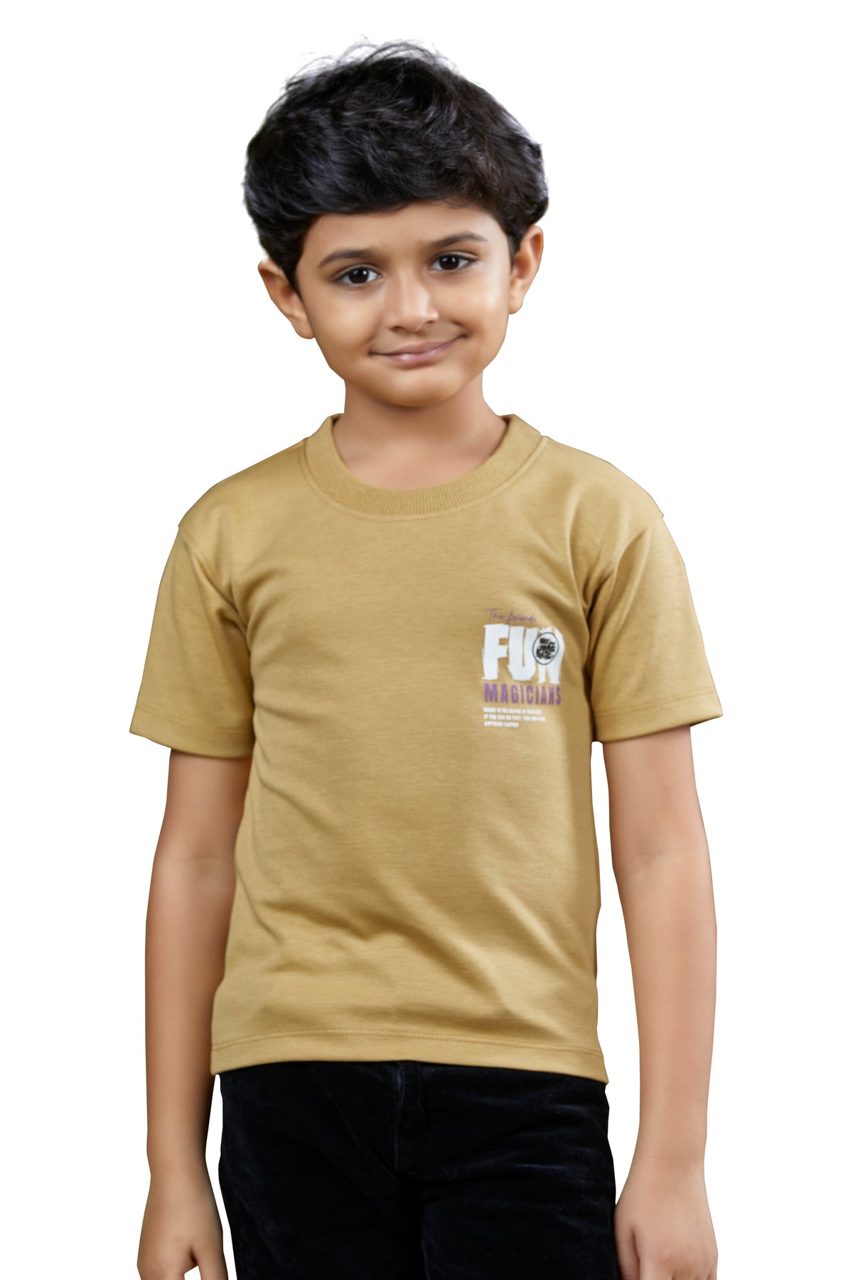 Kids Daily Wear Graphic Beige T-Shirt