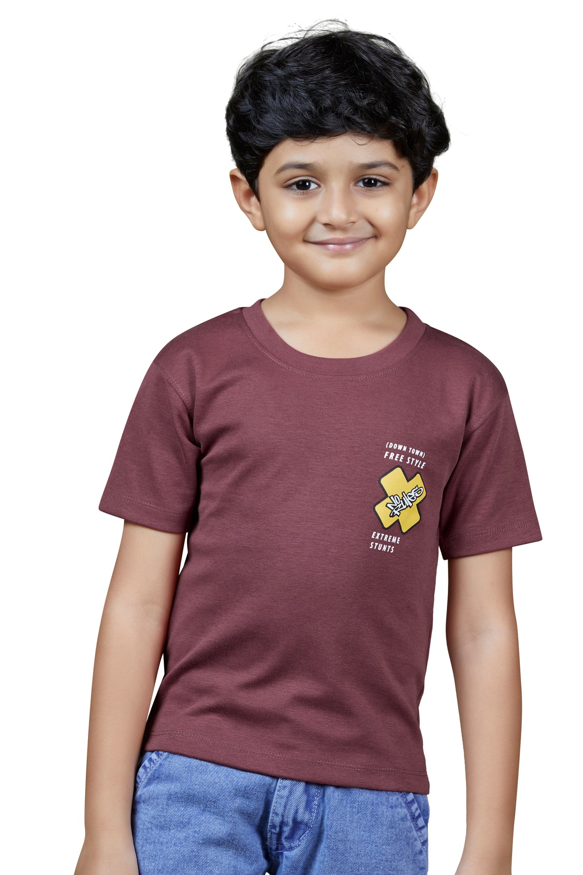 Kids Daily Wear Graphic Maroon T-Shirt