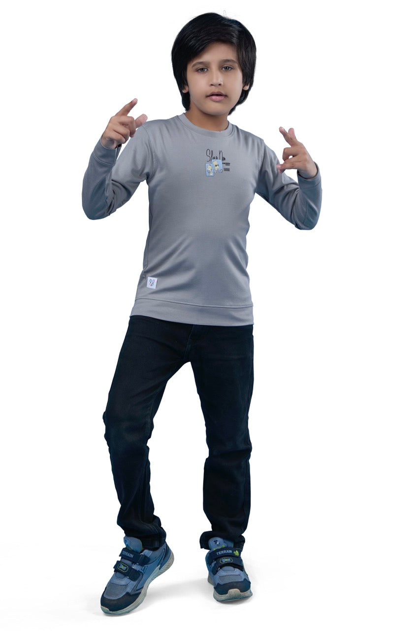 Urban Casual Full Sleeves Dark Grey Sweatshirt