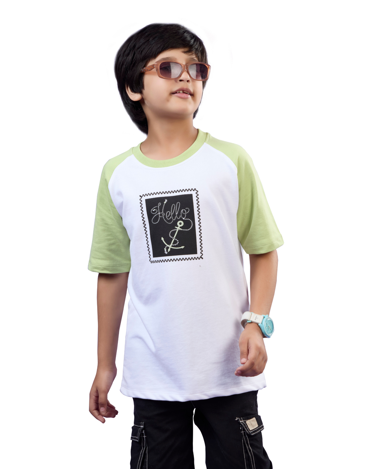 White & Green Freedom Graphic Boys T-Shirt