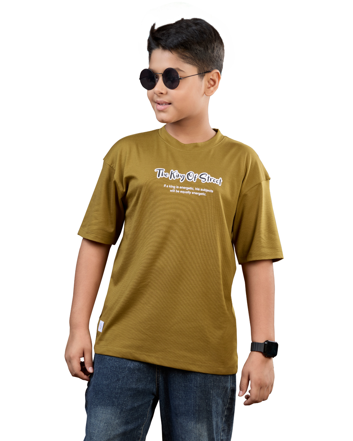 Mustard King of Street Graphic Boys Oversized T-Shirt