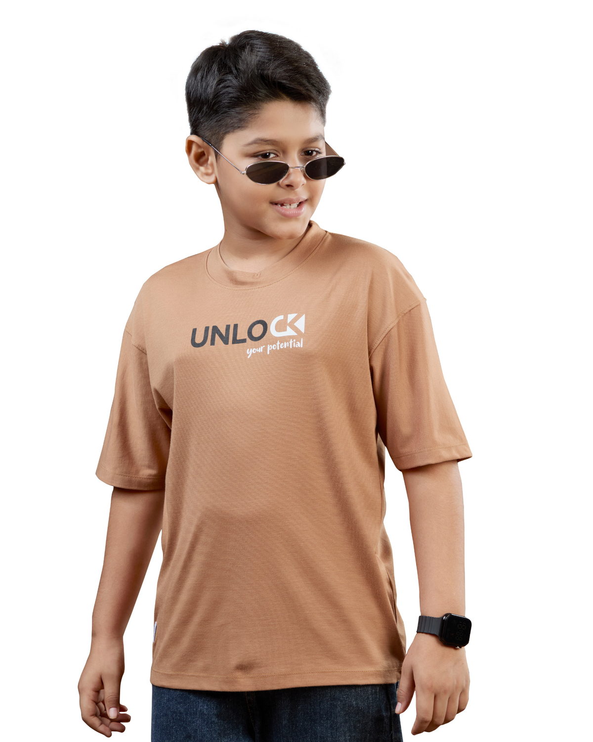 Camel Brown Unlock Graphic Boys T-Shirt