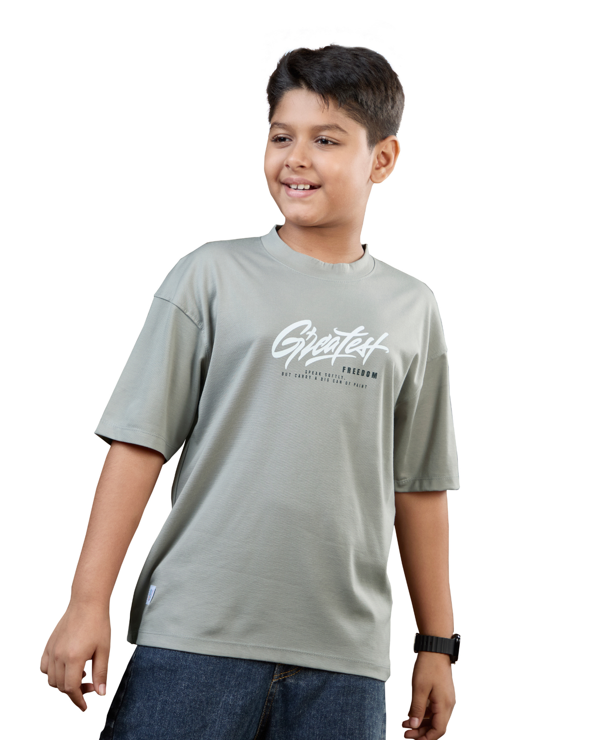 Sage Green Urban Spray Graphic Boys T-Shirt