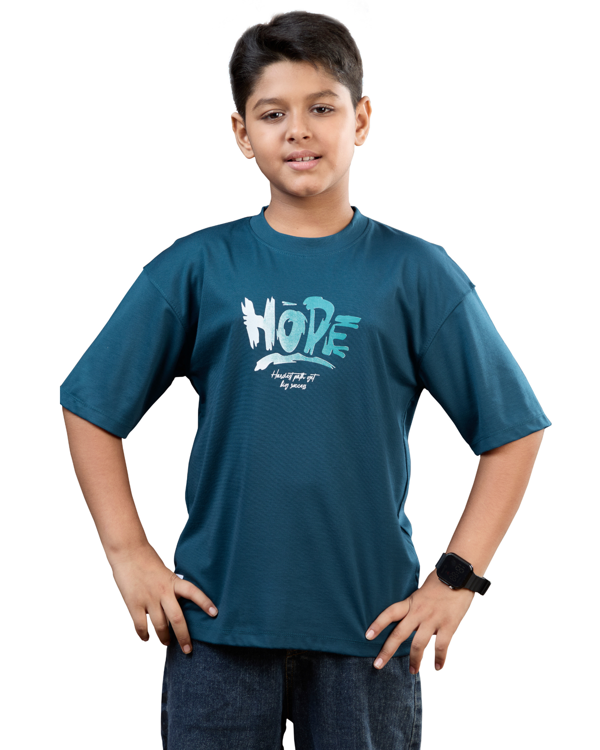 Teal Blue Hope Graphic Boys T-Shirt