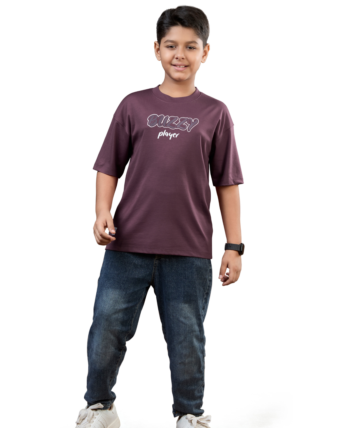 Maroon Buzzy Player Graphic Boys T-Shirt