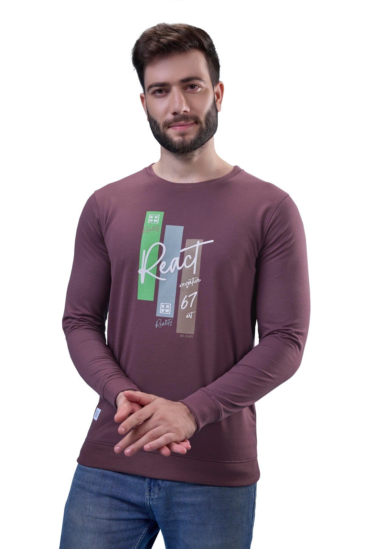 Plum Graphic Full Sleeves T-Shirt