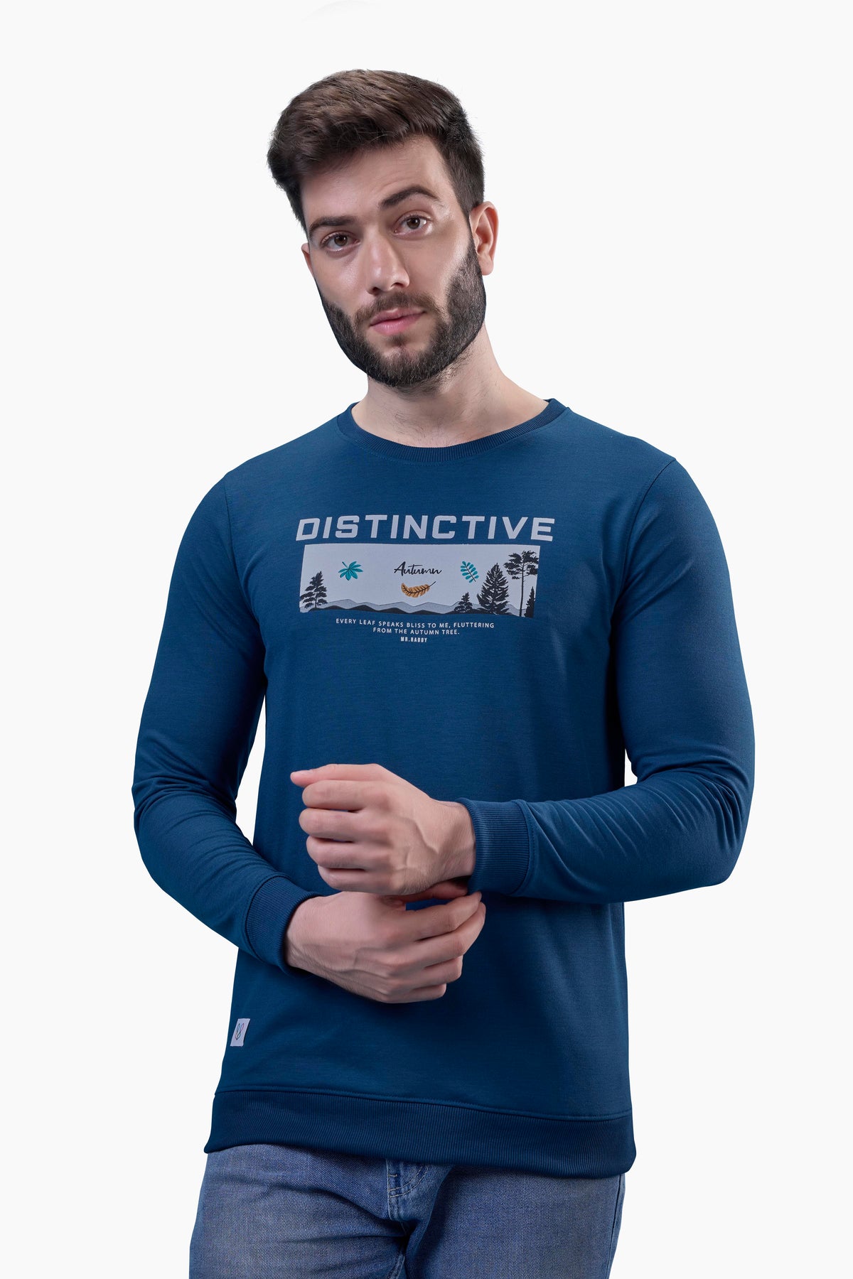 Navy Blue Graphic Full Sleeves T-Shirt