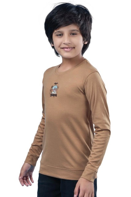 Urban Casual Full Sleeves Brown Sweatshirt