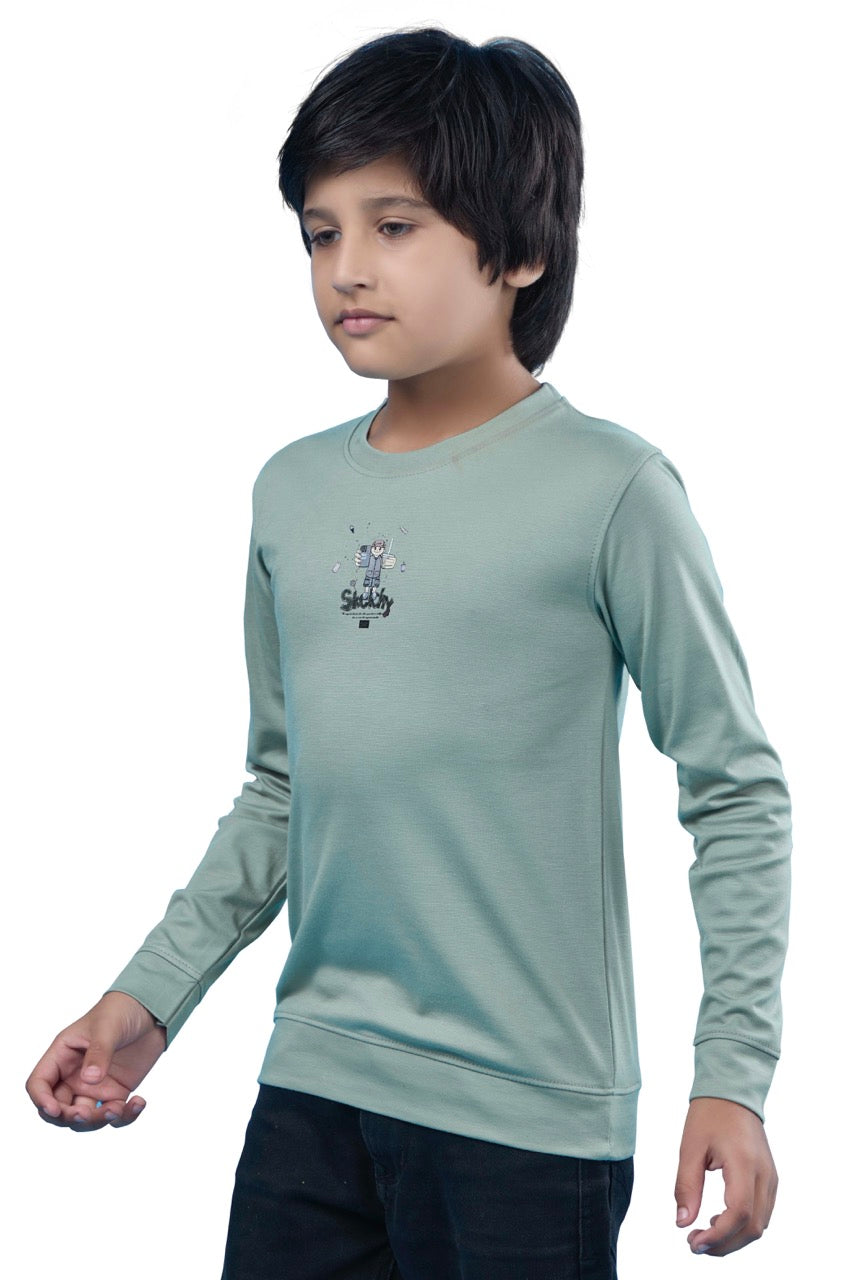 Urban Casual Full Sleeves Green Sweatshirt