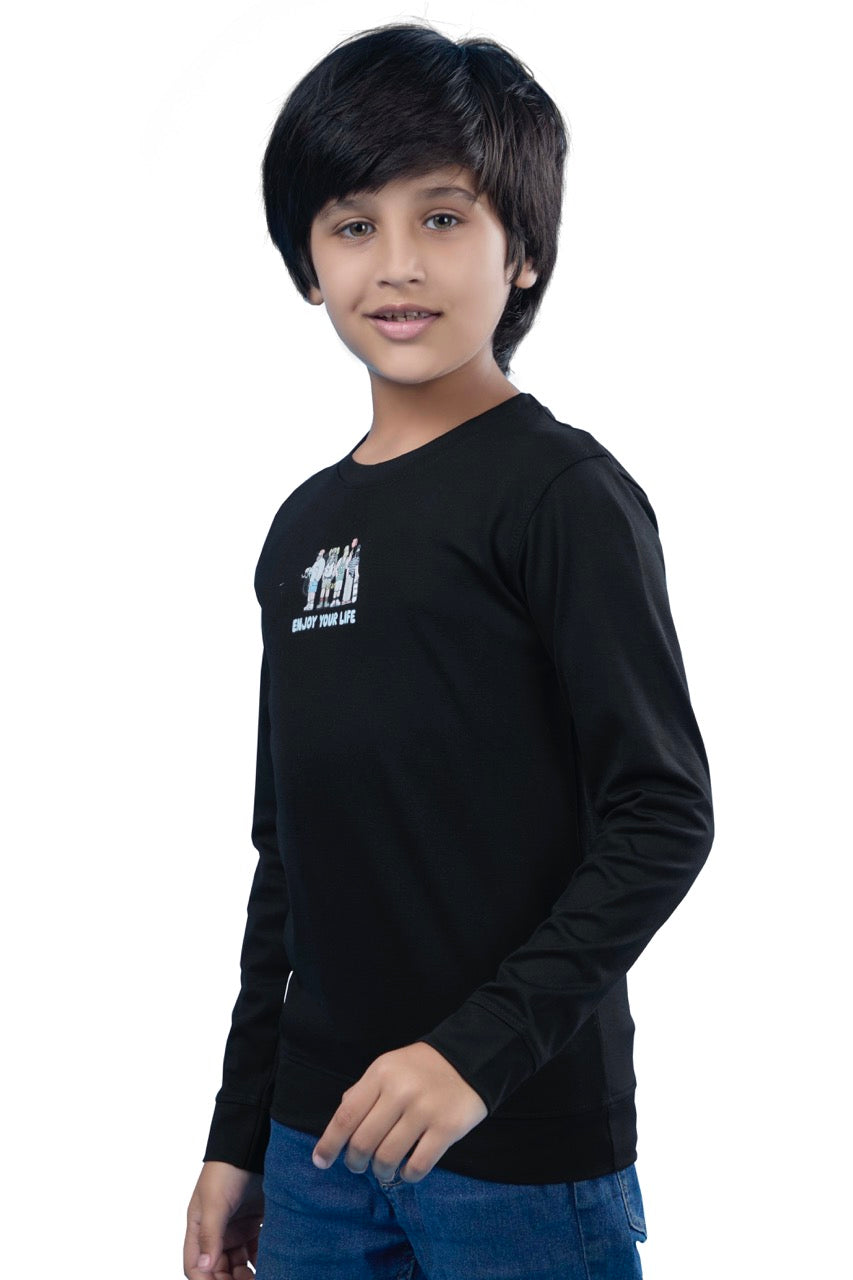 Urban Casual Full Sleeves Black Sweatshirt