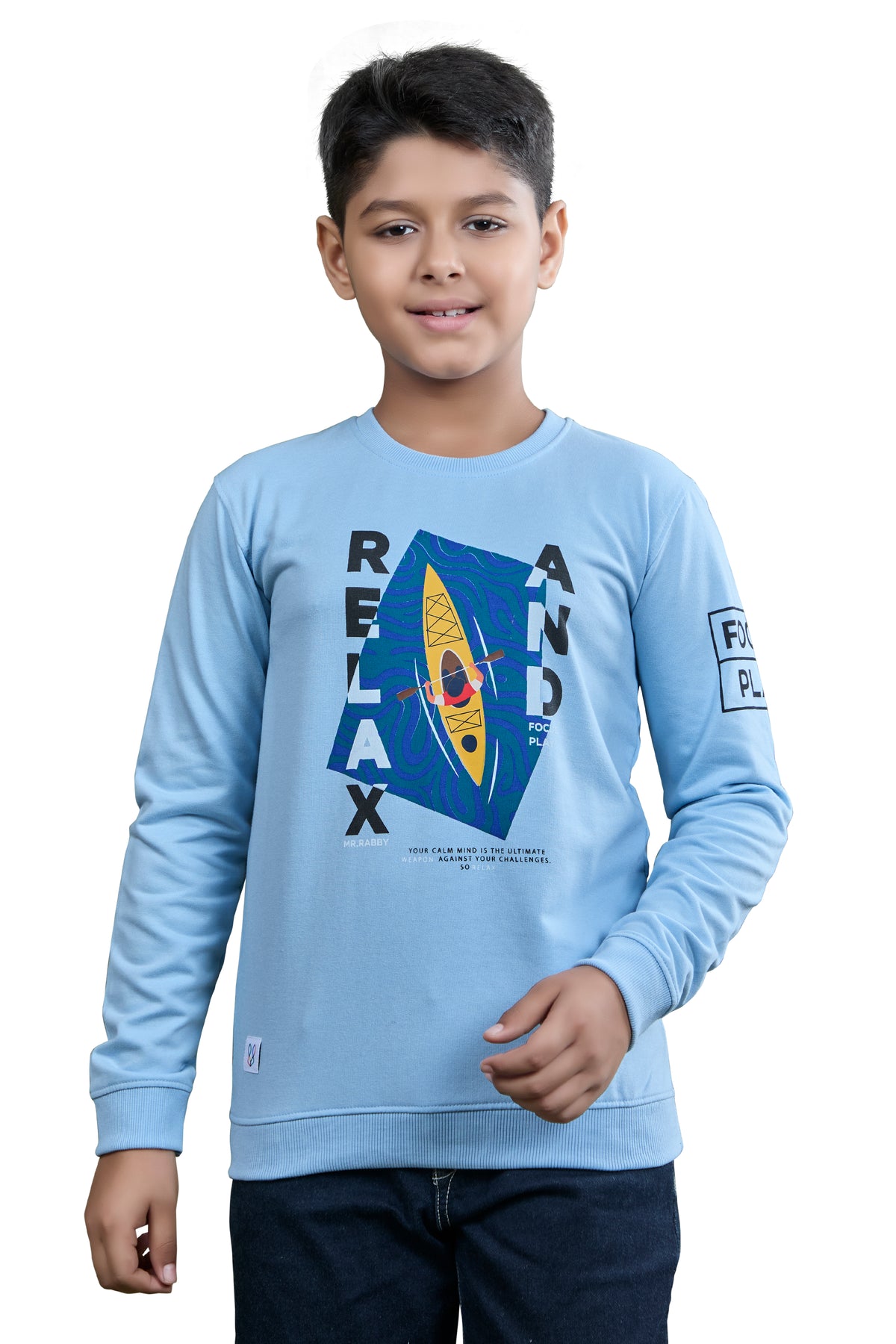 Sky Blue Relax & Focus Graphic Boys Sweatshirt