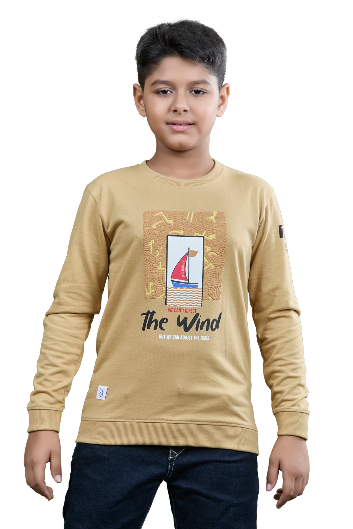 Camel Brown The Wind Graphic Boys Sweatshirt