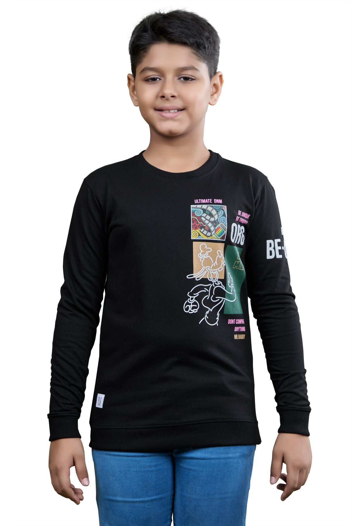 Black Abstract Graphic Boys Sweatshirt