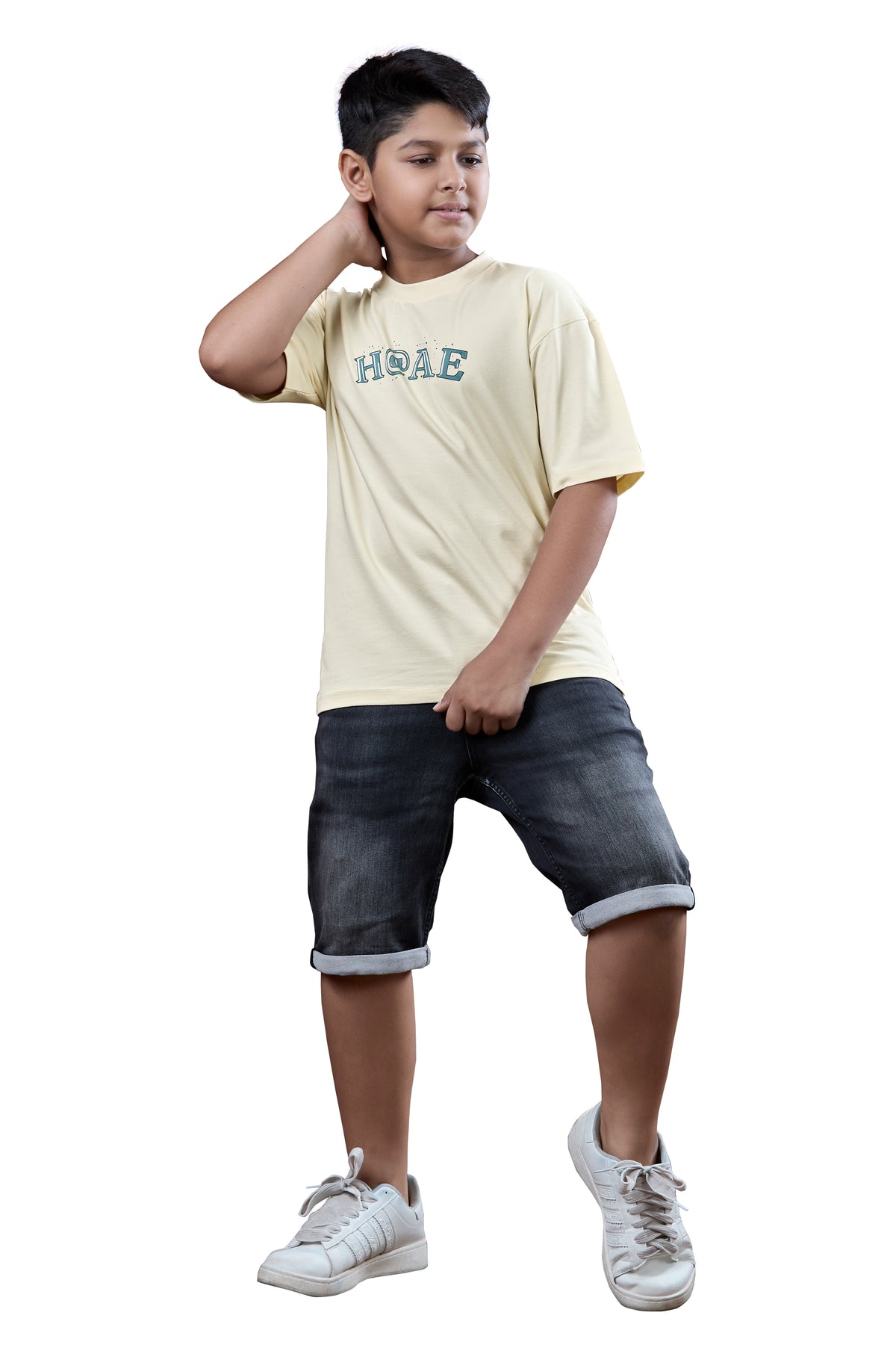 Urban Vibe Kids Off-White Half Sleeves Drop-Shoulder Tshirt