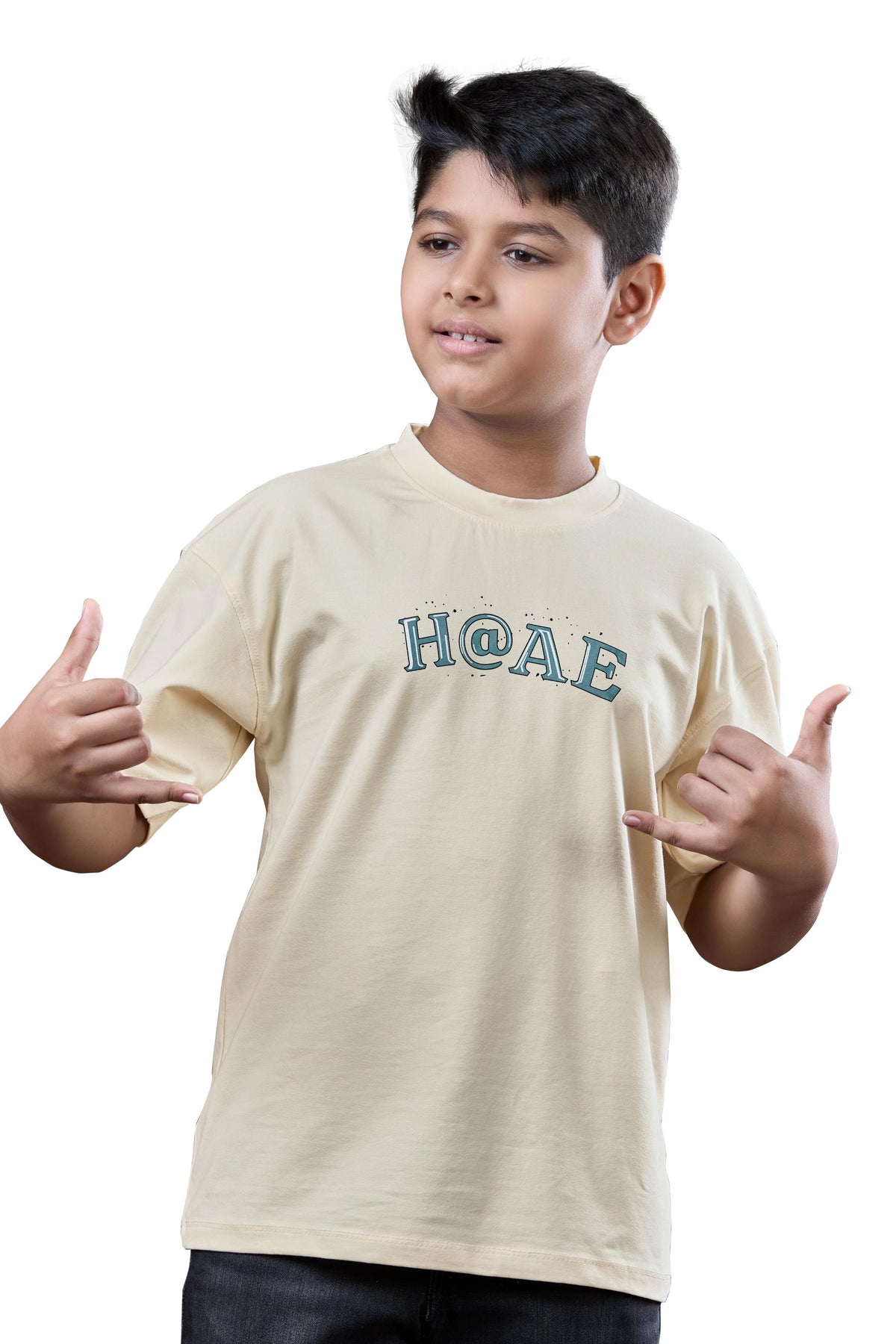 Butter Cream Graphic Half Sleeves Oversized T-Shirt