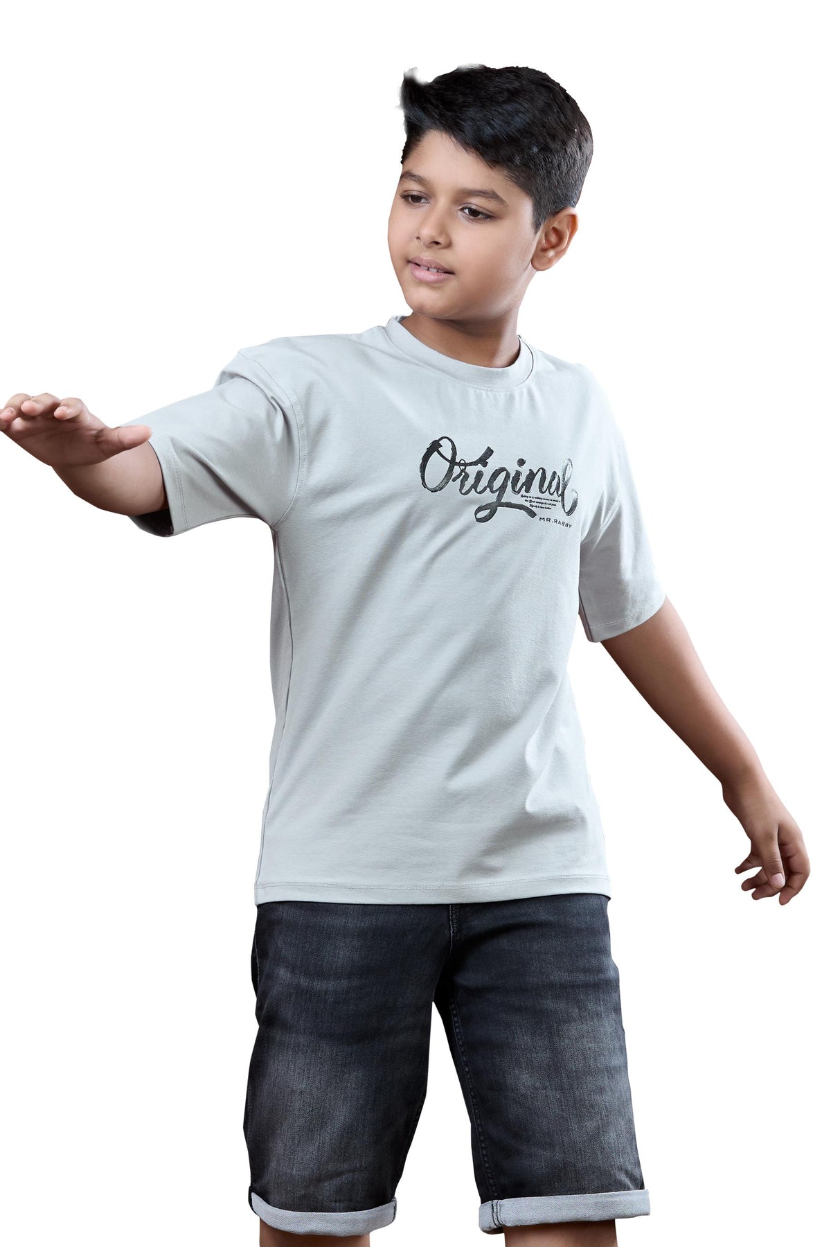 Ash Grey Graphic Half Sleeves Oversized T-Shirt