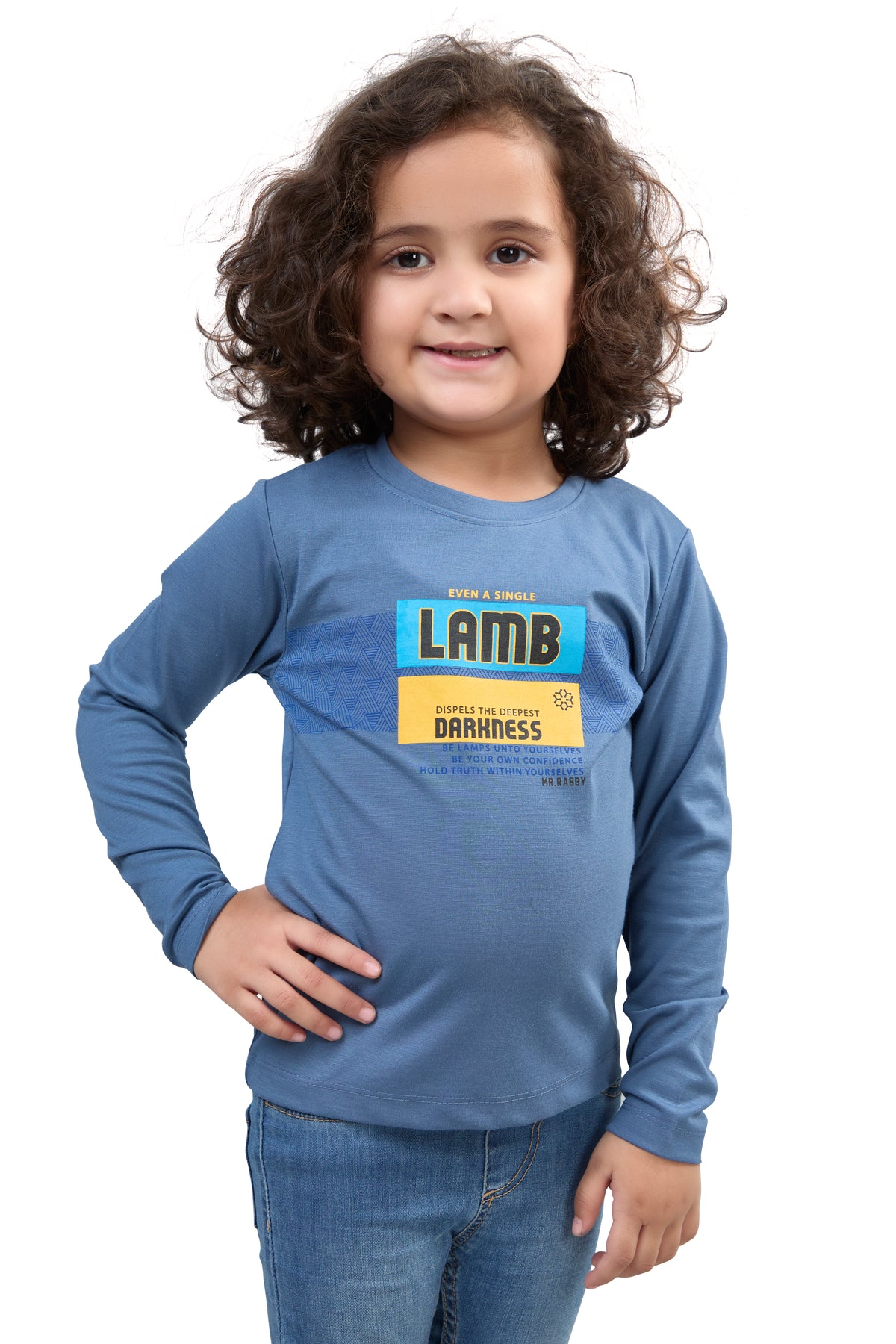 Ocean Blue Lamb & Darkness Graphic Girls’ Full Sleeves T-Shirt