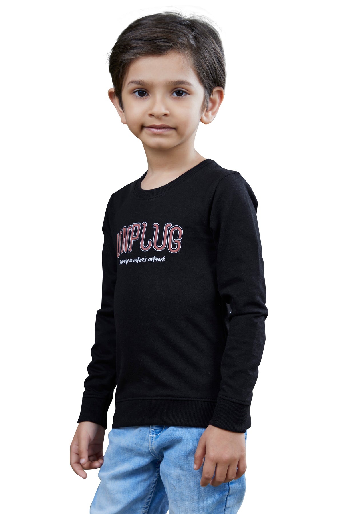 Black Printed Boys Full Sleeves Sweatshirts
