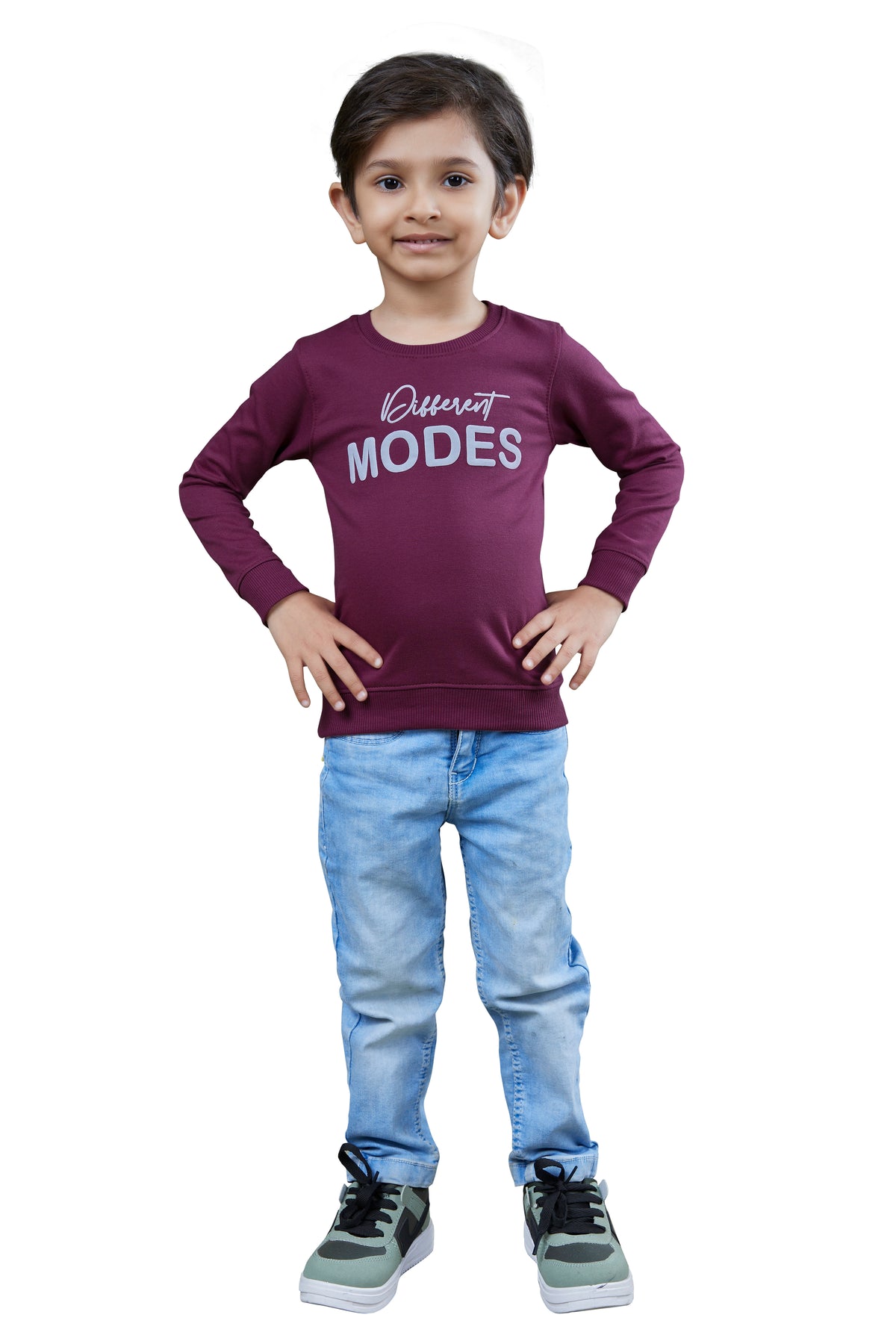 Purple Printed Boys Full Sleeves Sweatshirts