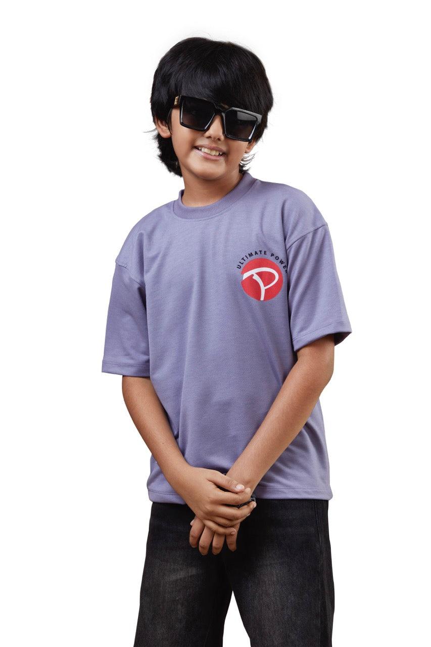 Boys Purple Half Sleeves Drop-Shoulder Tshirt