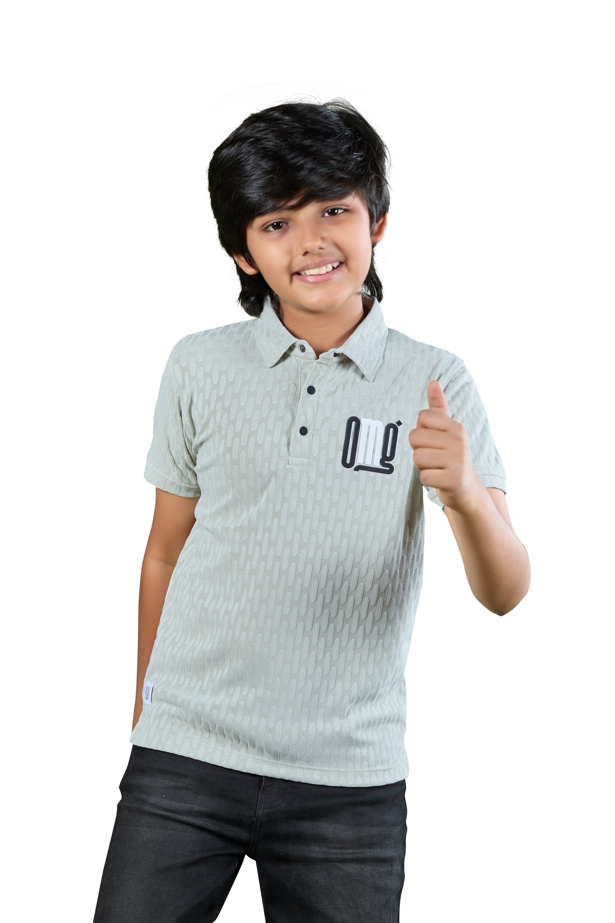 Mint Green Textured Polo Neck T-Shirt
