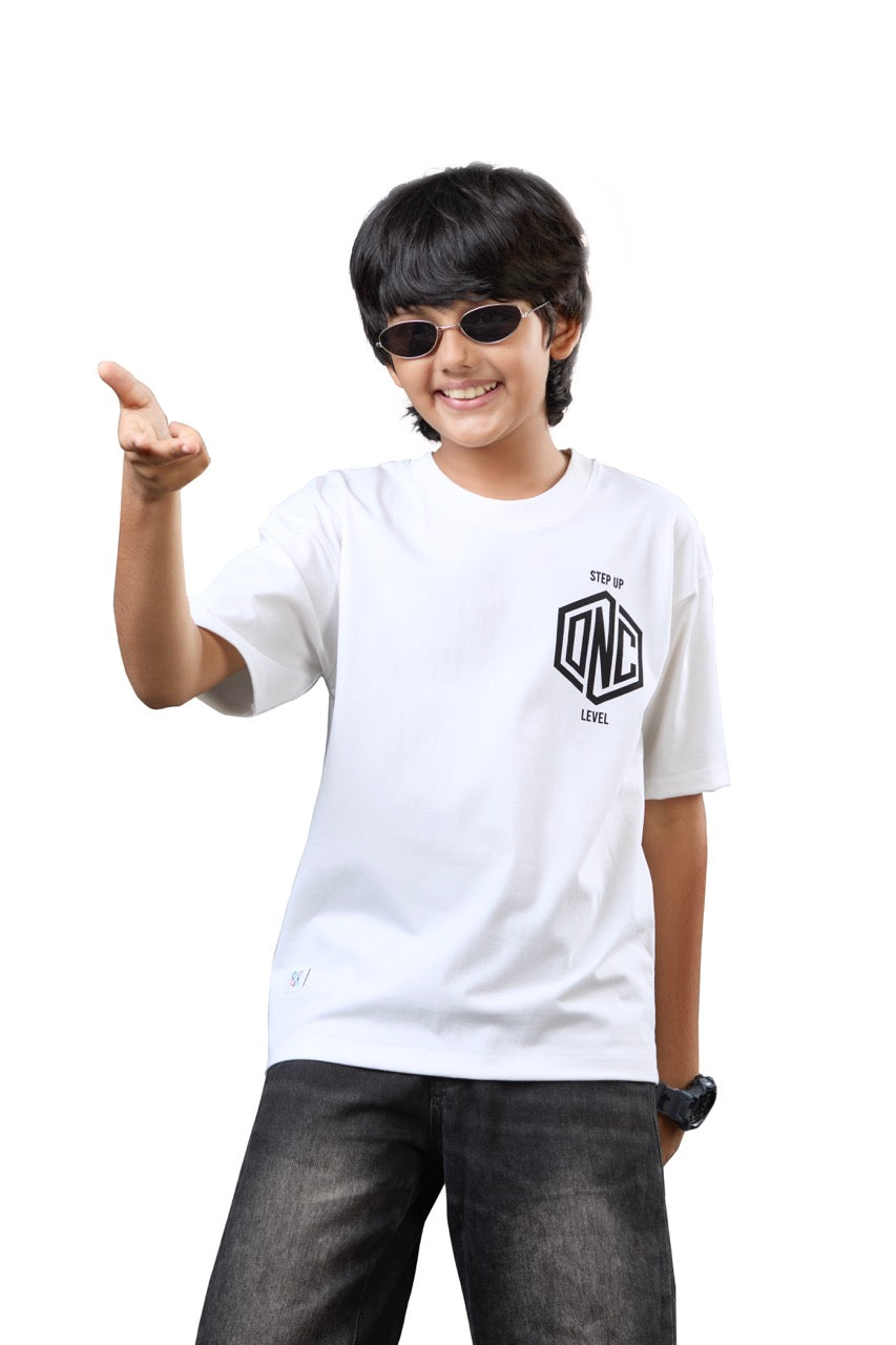 Urban Graphic Kids Half Sleeve Oversized White T-Shirt