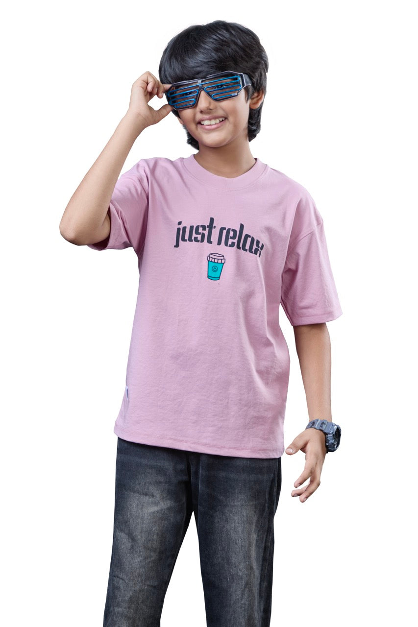 Urban Graphic Kids Half Sleeve Oversized Pink T-Shirt
